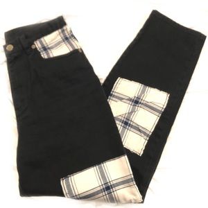 NWT Vintage Ralph Lauren Black Patchwork Jeans High Rise Upcycle Redone